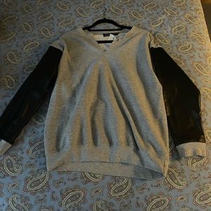 JET John Eshaya leather sleeve sweatshirt